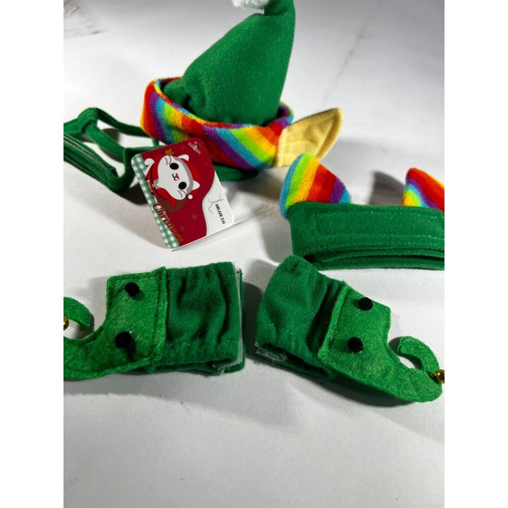 NEW Cat Christmas Elf Costume Kitten Size Small 4 pieces Outfit Pet Holiday